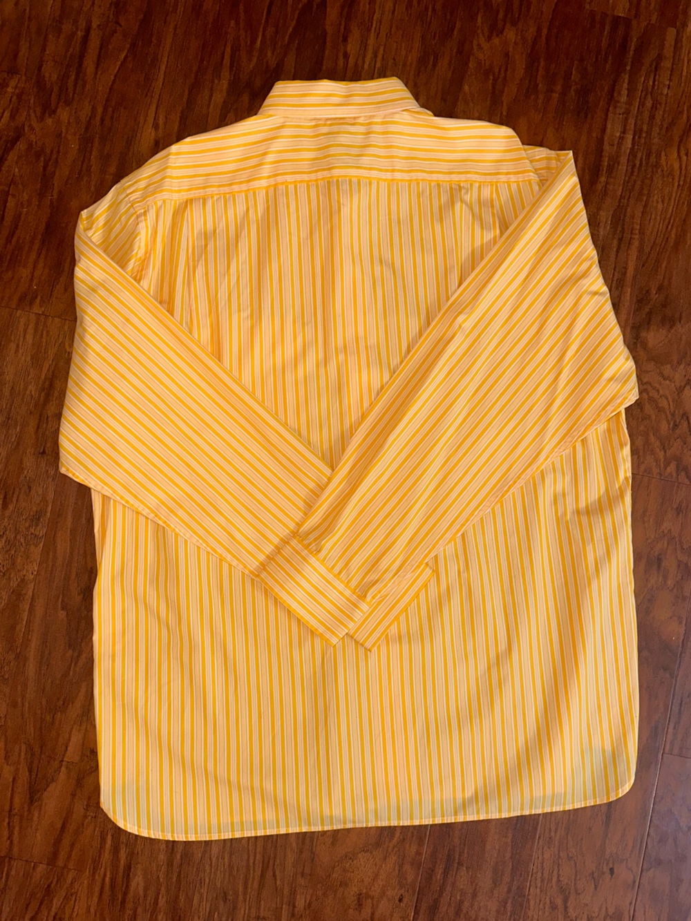 GAP 100% Cotton Men's Yellow and White Striped Dress Shirt Size XL - Picture 7 of 8
